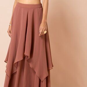 Rose Pink Layered High Low Lehenga Skirt